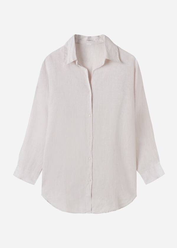 Calzedonia Linen Shirt Cover-ups Dames Beige | BE2097ZG