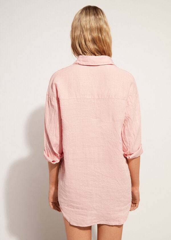 Calzedonia Linen Shirt Cover-ups Dames Goud | BE2098XF