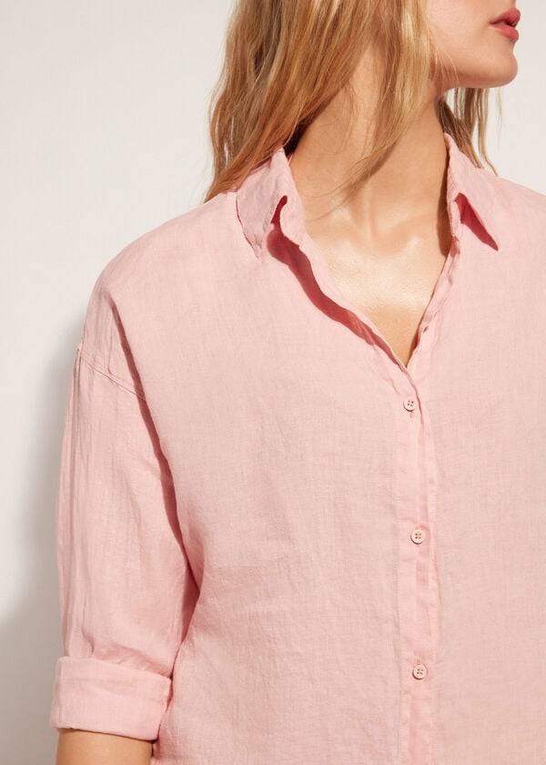 Calzedonia Linen Shirt Cover-ups Dames Goud | BE2098XF