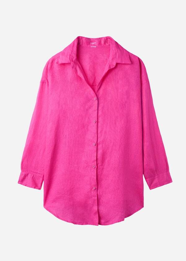 Calzedonia Linen Shirt Cover-ups Dames Roze | BE2096LH