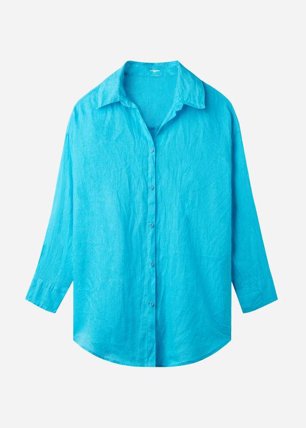 Calzedonia Linen Shirt Cover-ups Dames Turquoise Groen | BE2094JJ