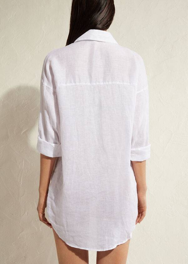 Calzedonia Linen Shirt Cover-ups Dames Wit | BE2093HK