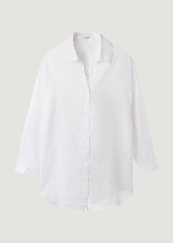 Calzedonia Linen Shirt Cover-ups Dames Wit | BE2093HK