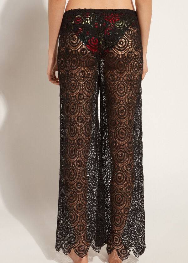 Calzedonia Long Crochet Pants Cover-ups Dames Zwart | BE2133RW