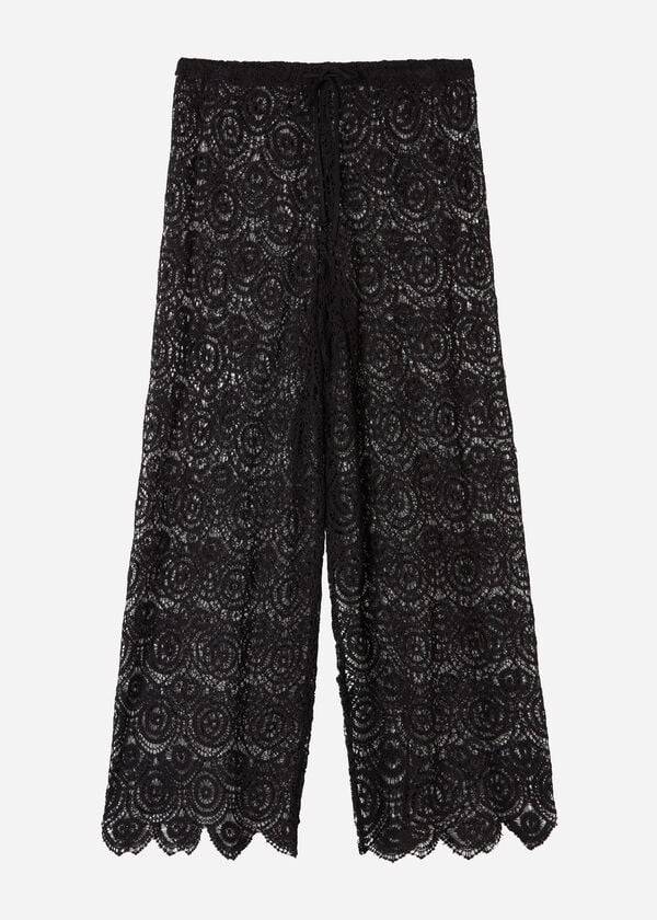 Calzedonia Long Crochet Pants Cover-ups Dames Zwart | BE2133RW