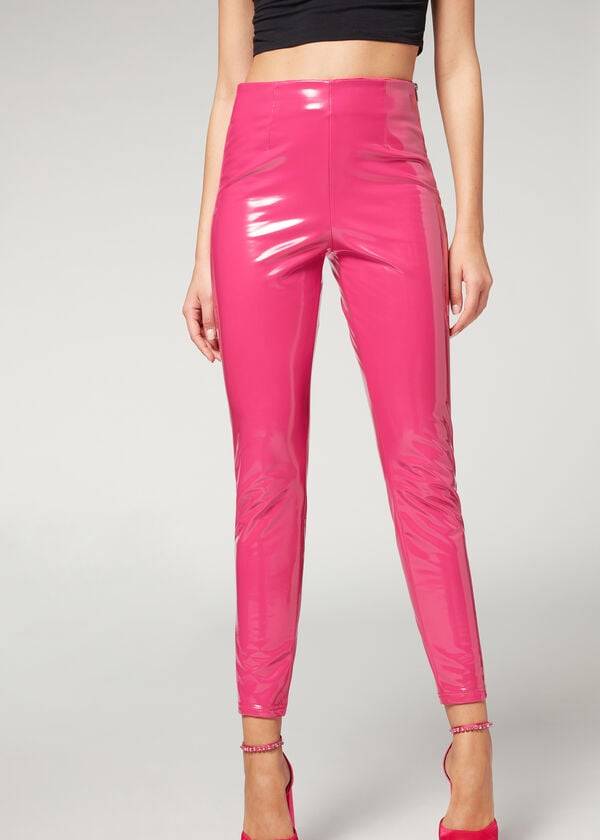 Calzedonia Mager in Thermal Vinyl Leggings Dames Roze | BE2684NB