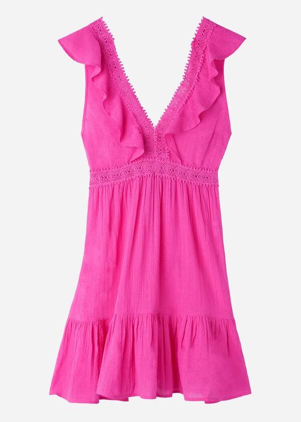 Calzedonia Mini Jurken with Ruffle and Passementerie Cover-ups Dames Roze | BE2108TV