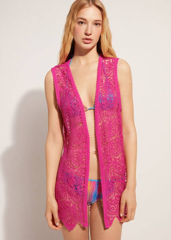 Calzedonia Mouwloos Crochet Cover-ups Dames Roze | BE2117FM