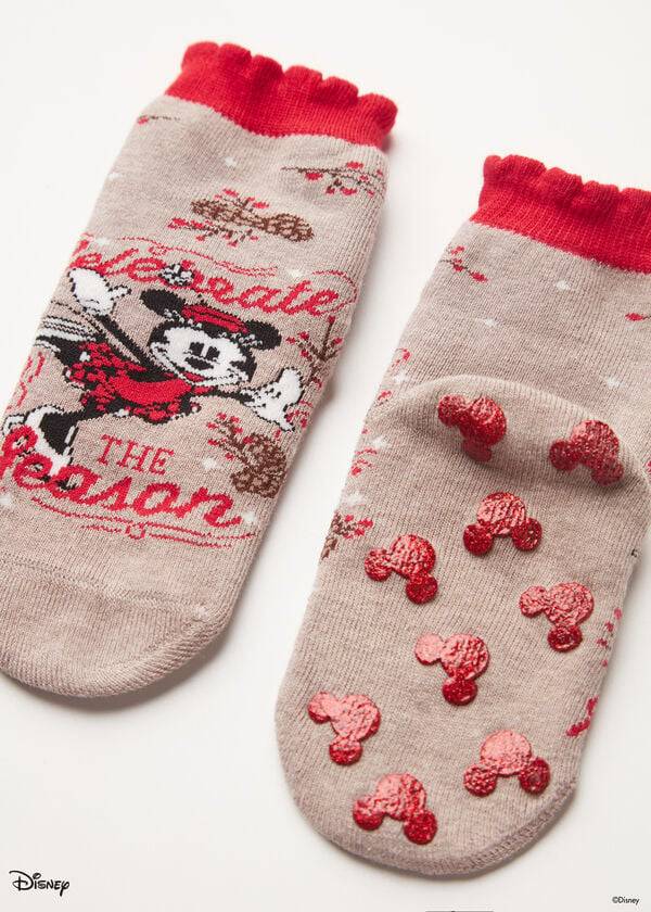 Calzedonia Non-slip Disney Minnie Mouse Christmas Kort Sokken Kinderen Bruin | BE3117KI