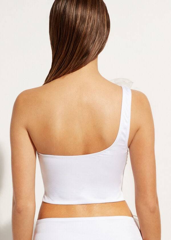 Calzedonia One-Shoulder Bandeau Bora Bora Bikinitopjes Dames Wit | BE1782JJ