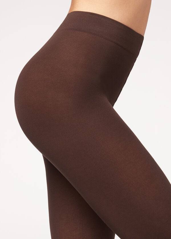 Calzedonia Opaque 100 Denier Katoenen and Microfiber Hardloopbroek Dames Koffie | BE1053HK