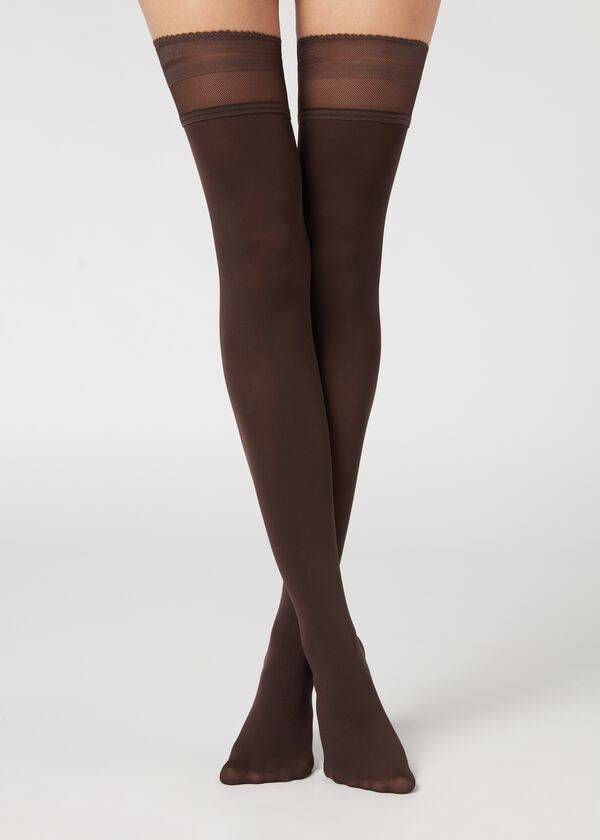 Calzedonia Opaque soft touch Thigh-Highs Kousen Dames Koffie | BE1267CE