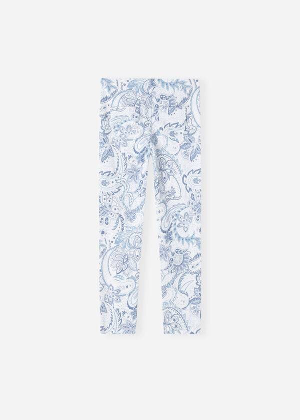 Calzedonia Paisley-Print Denim Leggings Kinderen Wit Blauw | BE3136MA