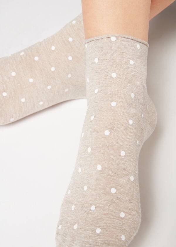 Calzedonia Polka Dot Motif Kort with Linen Sokken Dames Beige | BE2466HK