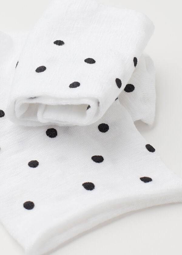 Calzedonia Polka Dot Motif Kort with Linen Sokken Dames Wit | BE2468FM