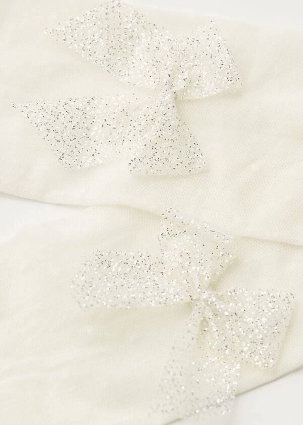 Calzedonia Polka-Dot Tulle with Glitter Bow Hardloopbroek Kinderen Wit | BE2993QZ