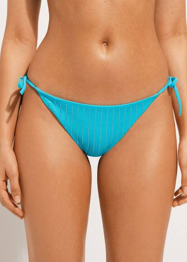 Calzedonia Rhinestone String Shanghai Bikinibroekjes Dames Turquoise Groen | BE1526XF