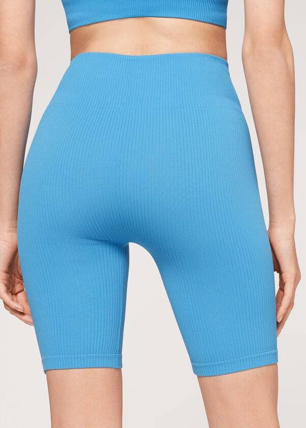 Calzedonia Seamless Atletische Bike Leggings Dames Blauw | BE2677YU