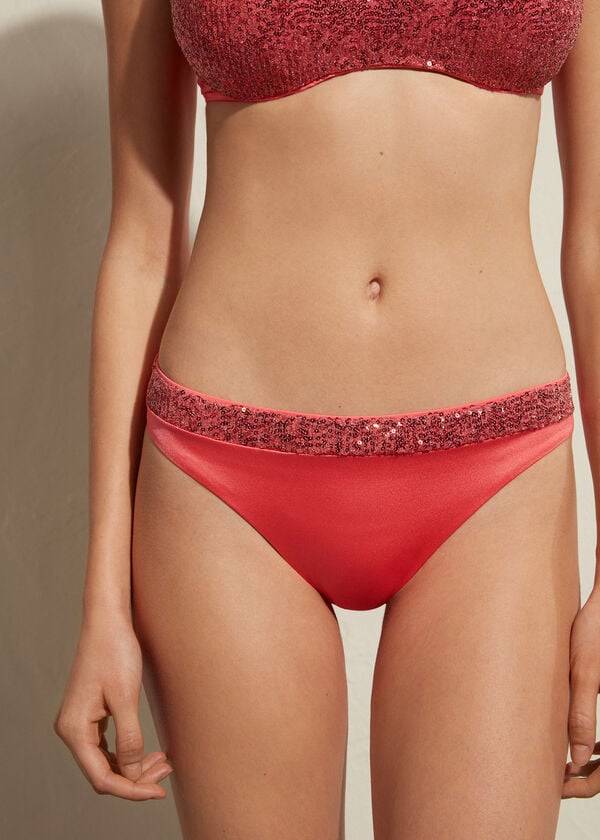 Calzedonia Sequined Cannes Bikinibroekjes Dames Roze | BE1537YU