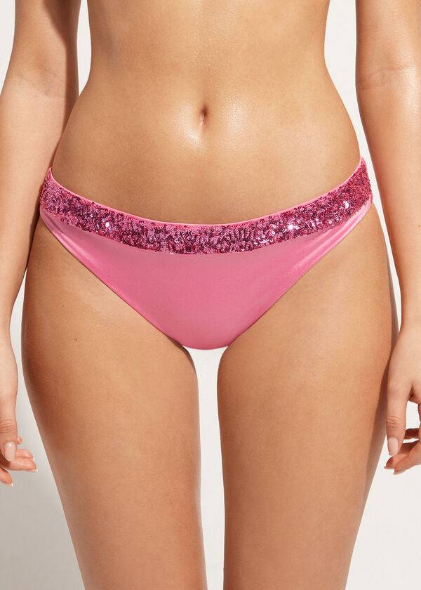 Calzedonia Sequined Cannes rosa Bikinibroekjes Dames Roze | BE1540OR