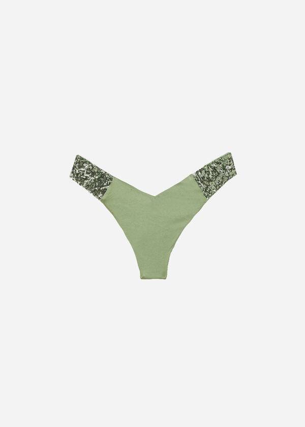 Calzedonia Sequined High-Cut Brazilian Cannes Bikinibroekjes Dames Groen | BE1544DN