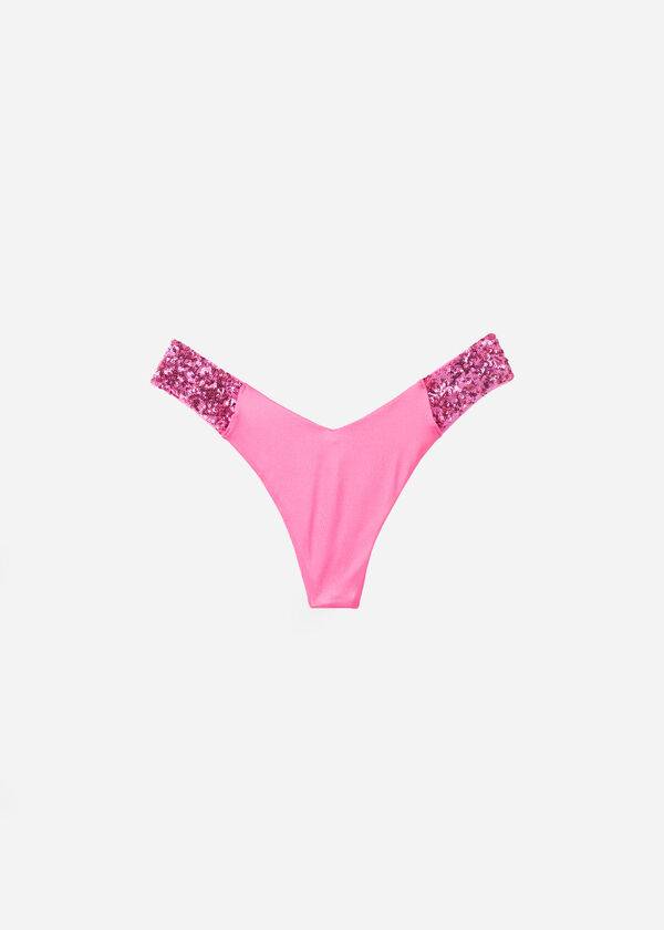 Calzedonia Sequined High-Cut Brazilian Cannes Cheeky Bikinibroekjes Dames Roze | BE1546GL