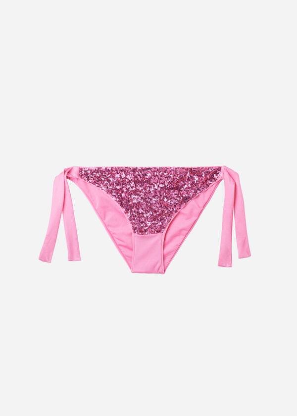 Calzedonia Sequined Side-Tie Cannes Bikinibroekjes Dames Roze | BE1550LH