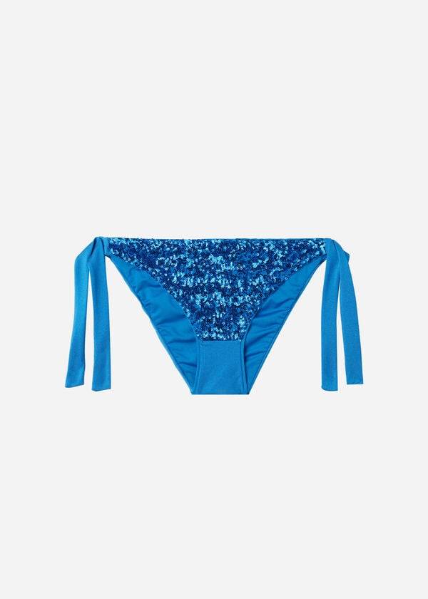 Calzedonia Sequined Side-Tie Cannes Bikinibroekjes Dames Blauw | BE1551ZG