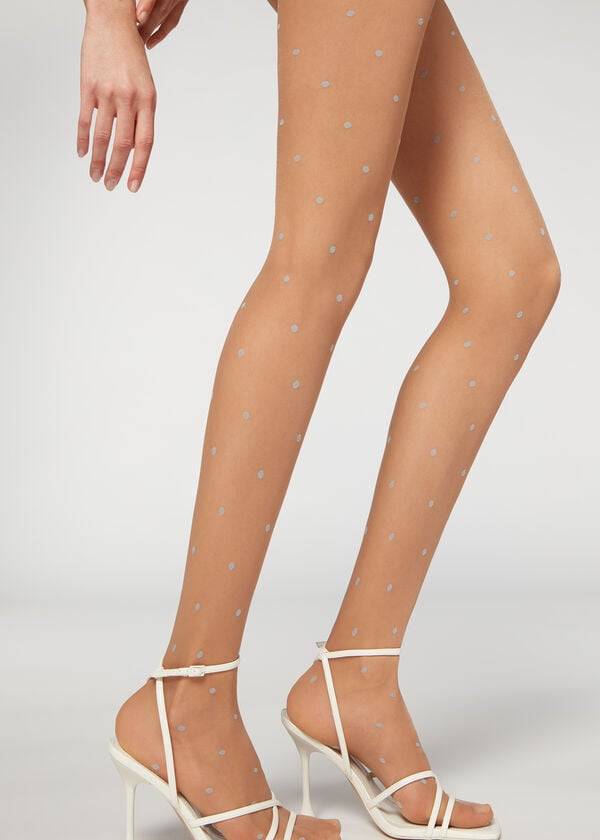 Calzedonia Sheer 30 Denier All-Over Polka-Dot Patterned Hardloopbroek Dames Beige | BE1129FM