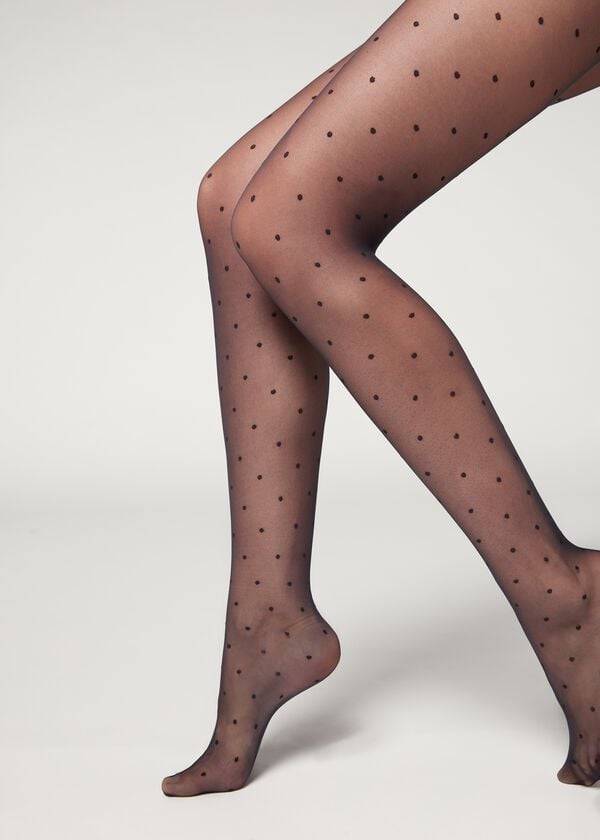 Calzedonia Sheer polka dot Hardloopbroek Dames Blauw | BE1234GL