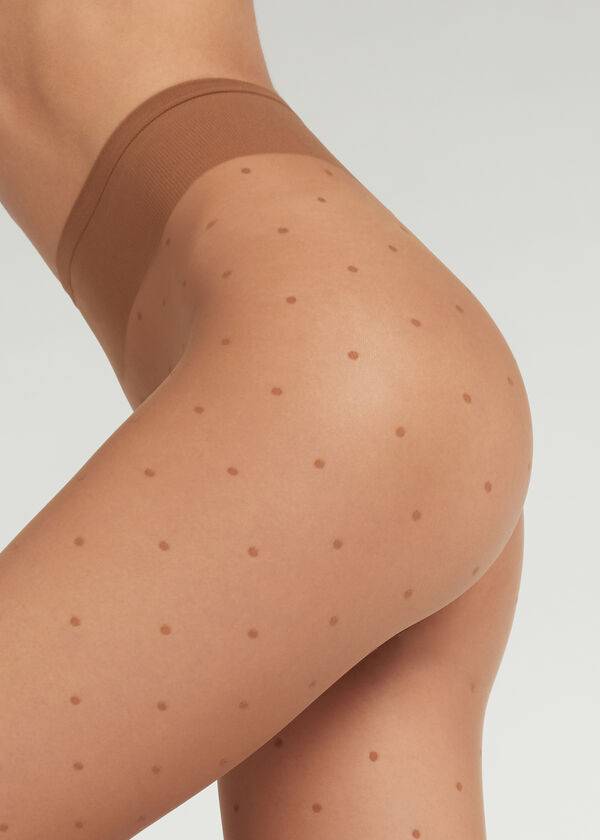 Calzedonia Sheer polka dot Hardloopbroek Dames Beige | BE1235HK