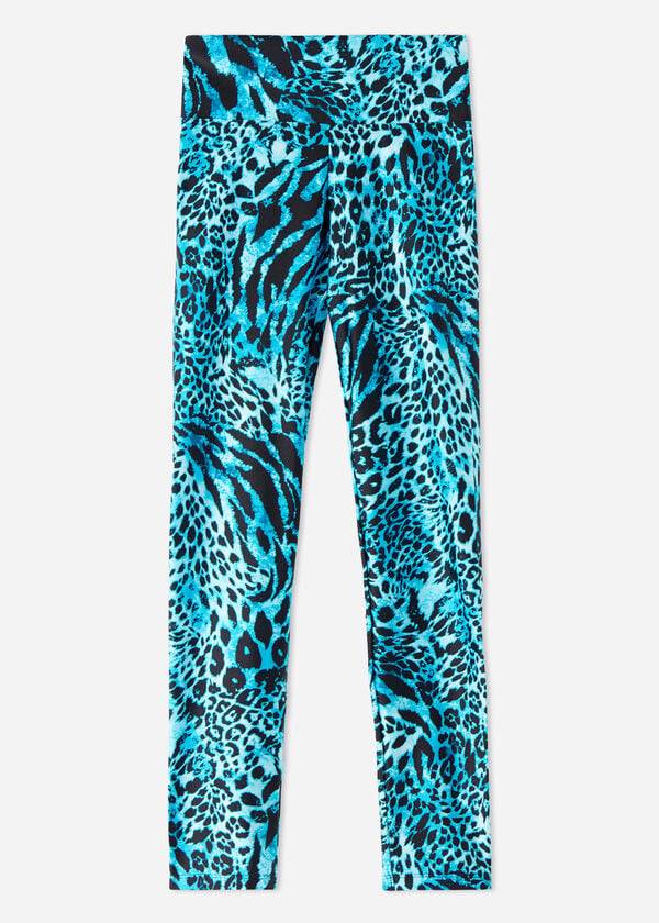 Calzedonia Shiny Animal-Print Atletische Leggings Dames Turquoise | BE2681WY