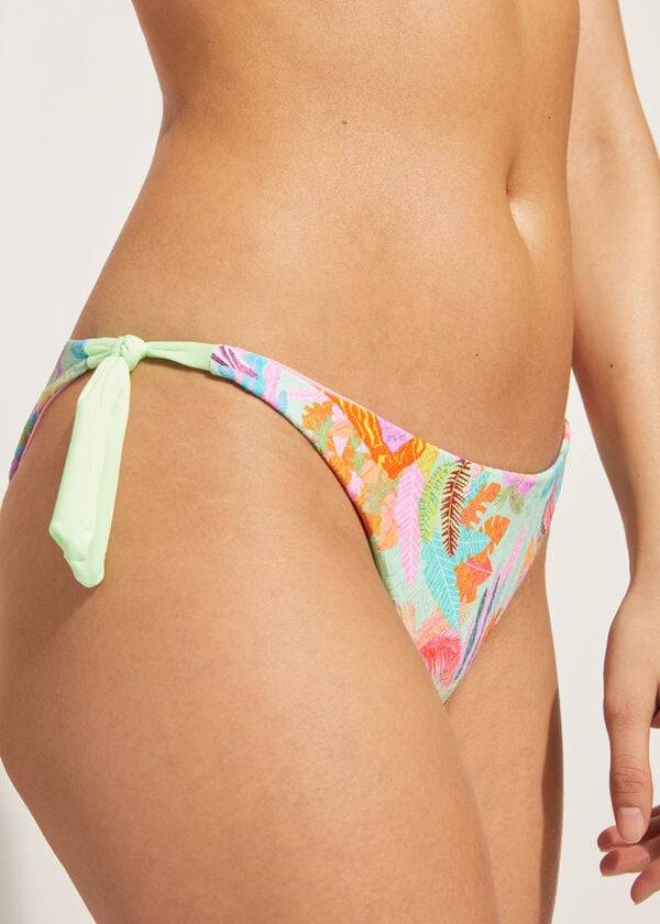 Calzedonia Side-Tie Brazilian Foliage Tahiti Bikinibroekjes Dames Groen | BE1568AP