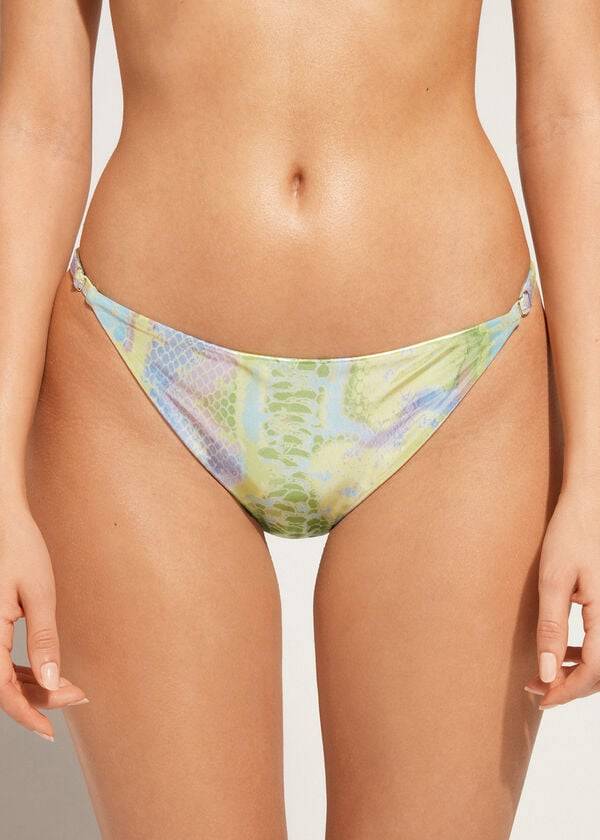 Calzedonia Snake-Pattern Adjustable-Side Las Palmas Bikinibroekjes Dames Groen | BE1573HK