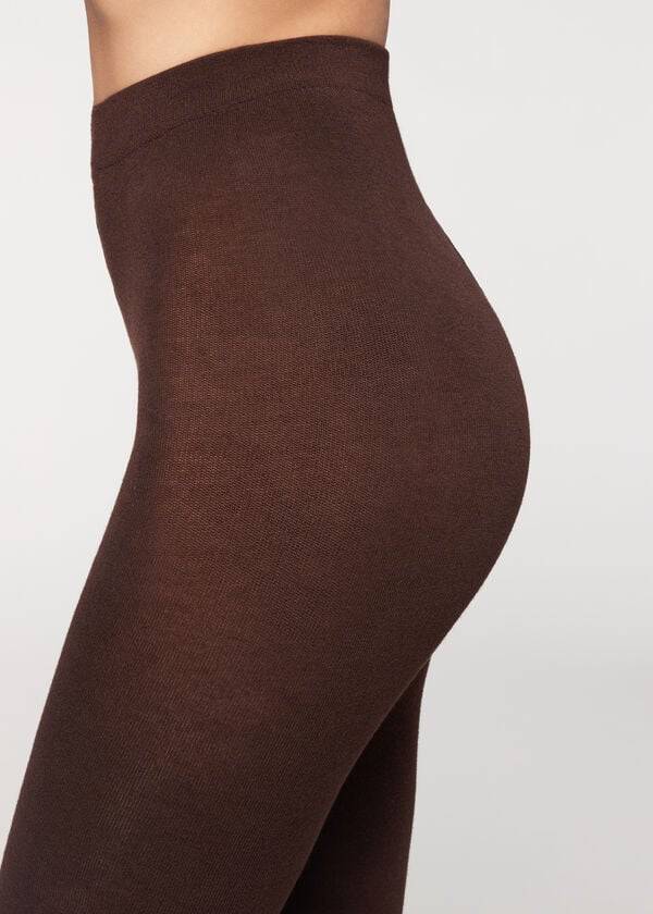 Calzedonia Soft Modal and Cashmere Blend Opaque Hardloopbroek Dames Koffie | BE1058XF