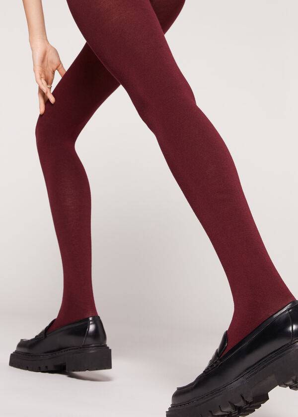 Calzedonia Soft Modal and Cashmere Blend Opaque Hardloopbroek Dames Bordeaux | BE1059CE