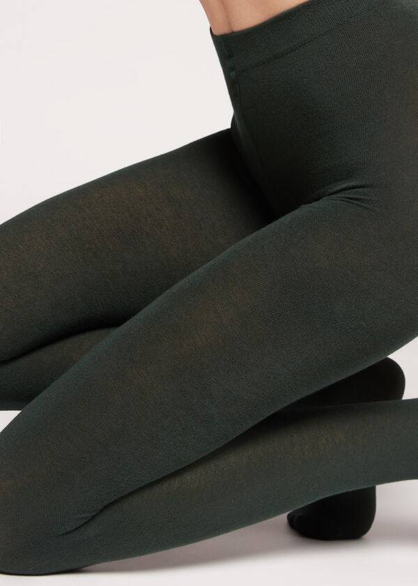 Calzedonia Soft Modal and Cashmere Blend Opaque Hardloopbroek Dames Groen | BE1060VD