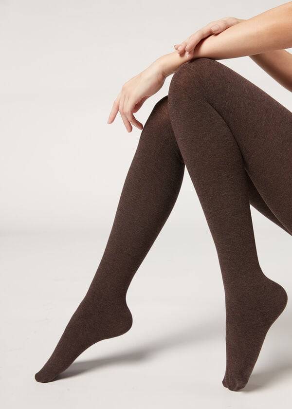 Calzedonia Soft Modal and Cashmere Blend Opaque Hardloopbroek Dames Bruin | BE1065WY