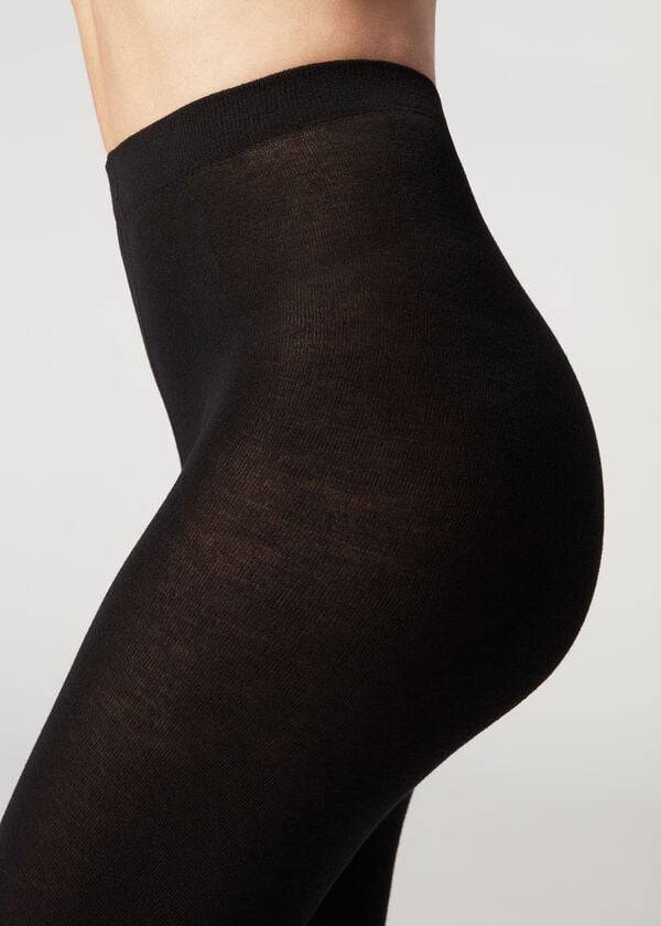 Calzedonia Soft Modal and Cashmere Blend Opaque Hardloopbroek Dames Zwart | BE1067RW