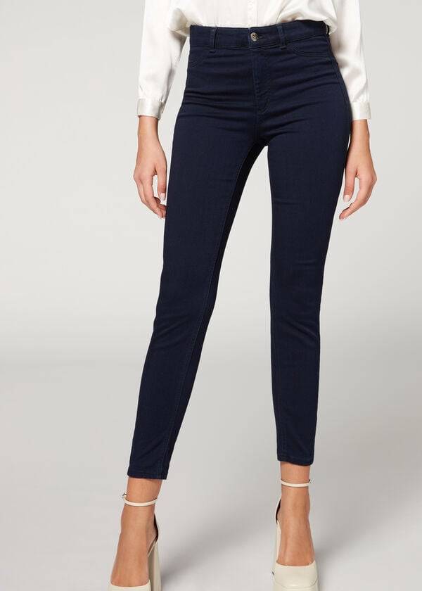 Calzedonia Soft Touch Thermal Mager Jeans Dames Donkerblauw | BE2611QZ