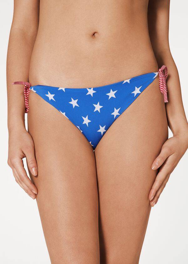 Calzedonia Star patterned Bikinibroekjes Dames Blauw | BE1576LH