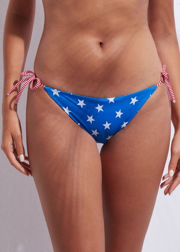 Calzedonia Star patterned Bikinibroekjes Dames Blauw | BE1576LH