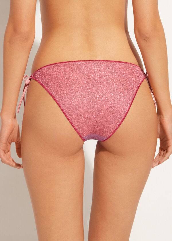 Calzedonia String Tie Lamé Lisbona Bikinibroekjes Dames Roze | BE1621SO