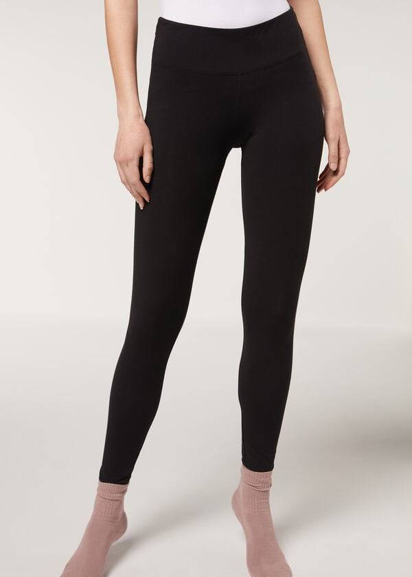 Calzedonia Supima Katoenen Leggings Dames Zwart | BE2693HK