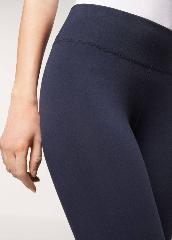 Calzedonia Supima Katoenen Leggings Dames Blauw | BE2694HK