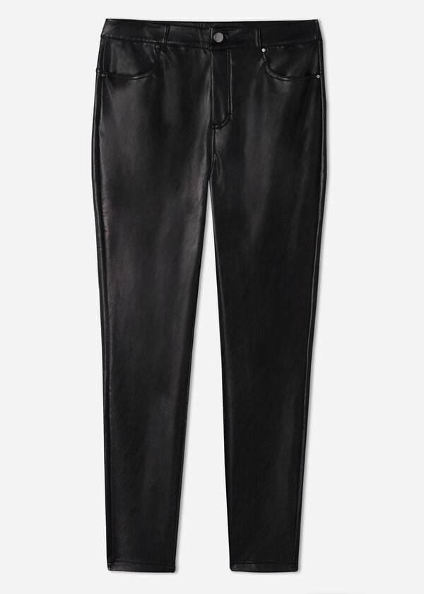 Calzedonia Thermal leather-effect Broek Dames Zwart | BE2743AP