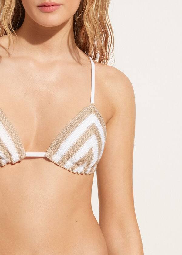 Calzedonia Triangle String Mumbai Bikinitopjes Dames Wit Beige | BE2054EX