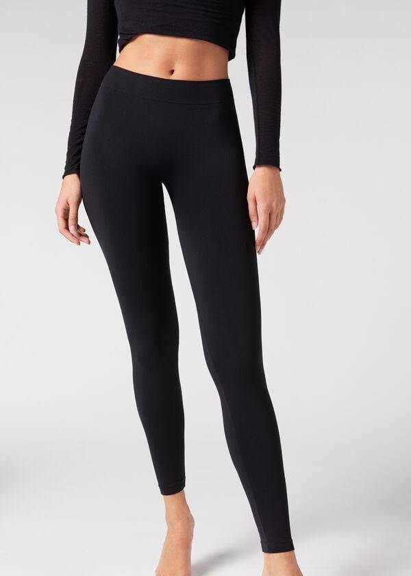 Calzedonia Ultra-Opaque Microfiber Leggings Dames Zwart | BE2709QZ